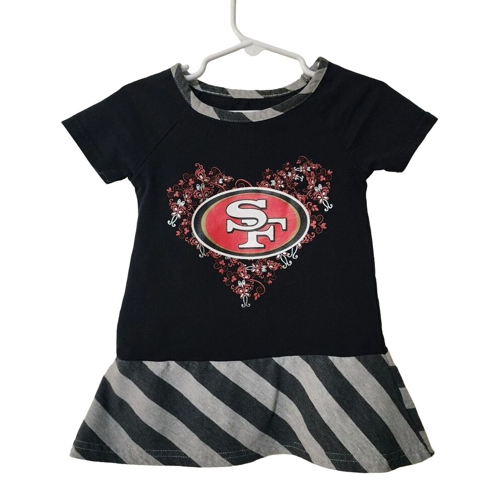 NFL San Francisco 49ers Girls Dress Toddler 2T Black Drop Waist Short Sleeve EUC